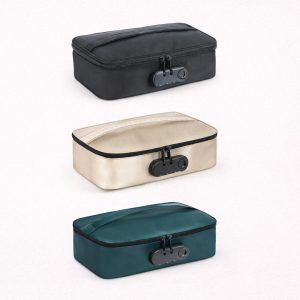 Boîte de rangement pour sextoys Discreet Box Dorcel en noir, doré et vert bleu