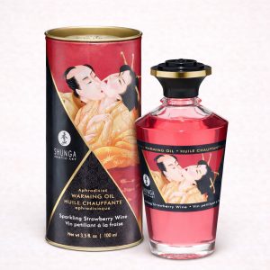 Huiles chauffantes aphrodisiaques Shunga présentées en différents parfums