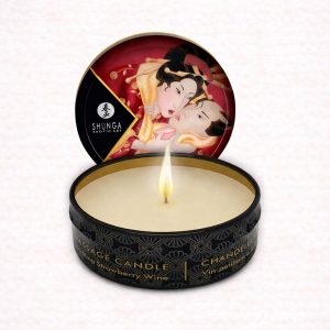 Mini bougies de massage Shunga présentées en plusieurs parfums